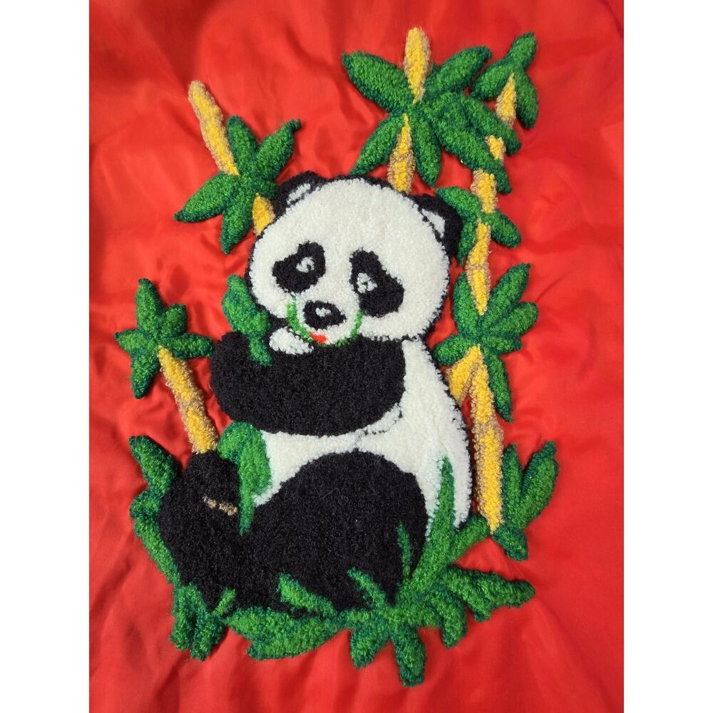 Vtg 80s Panda Bear Embroidered Loop Yarn Jacket UNISEX - Picture 2 of 13